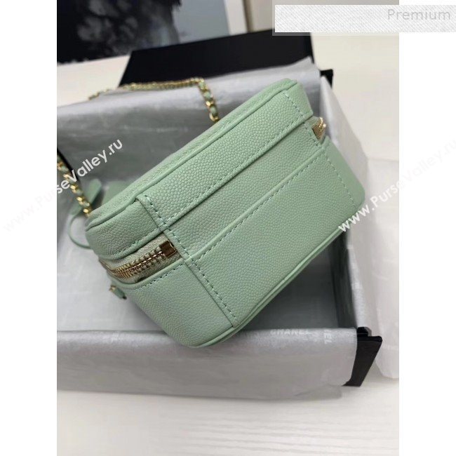 Chanel Grained Calfskin Long Vanity Case Top Handle Bag AS0988 Green 2019 (KAIS-9081701)