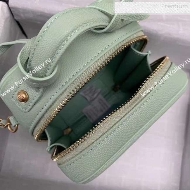 Chanel Grained Calfskin Long Vanity Case Top Handle Bag AS0988 Green 2019 (KAIS-9081701)