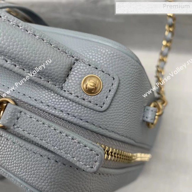 Chanel Grained Calfskin Long Vanity Case Top Handle Bag AS0988 Light Grey 2019 (KAIS-9081702)