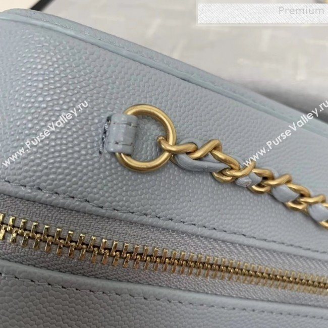 Chanel Grained Calfskin Long Vanity Case Top Handle Bag AS0988 Light Grey 2019 (KAIS-9081702)