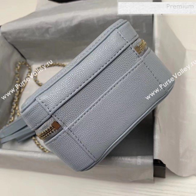 Chanel Grained Calfskin Long Vanity Case Top Handle Bag AS0988 Light Grey 2019 (KAIS-9081702)