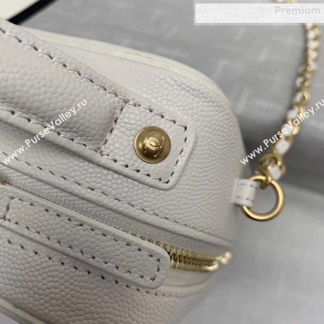 Chanel Grained Calfskin Long Vanity Case Top Handle Bag AS0988 White 2019 (KAIS-9081703)