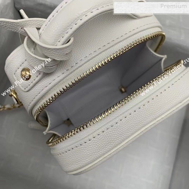 Chanel Grained Calfskin Long Vanity Case Top Handle Bag AS0988 White 2019 (KAIS-9081703)