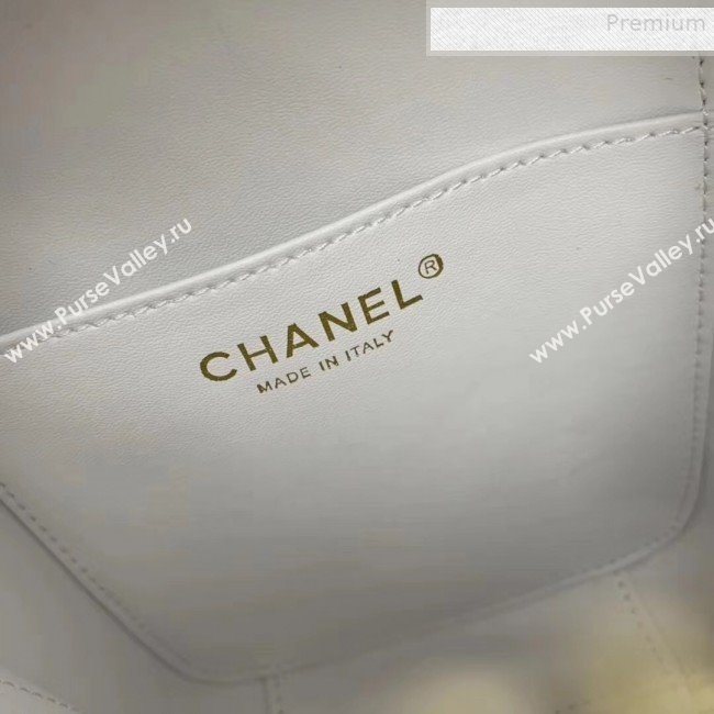 Chanel Grained Calfskin Long Vanity Case Top Handle Bag AS0988 White 2019 (KAIS-9081703)