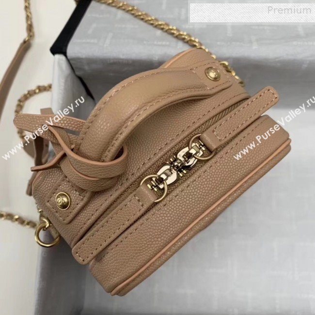 Chanel Grained Calfskin Long Vanity Case Top Handle Bag AS0988 Beige 2019 (KAIS-9081705)