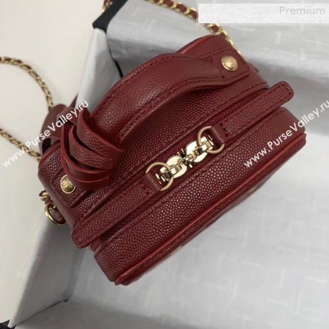 Chanel Grained Calfskin Long Vanity Case Top Handle Bag AS0988 Burgundy 2019 (KAIS-9081706)