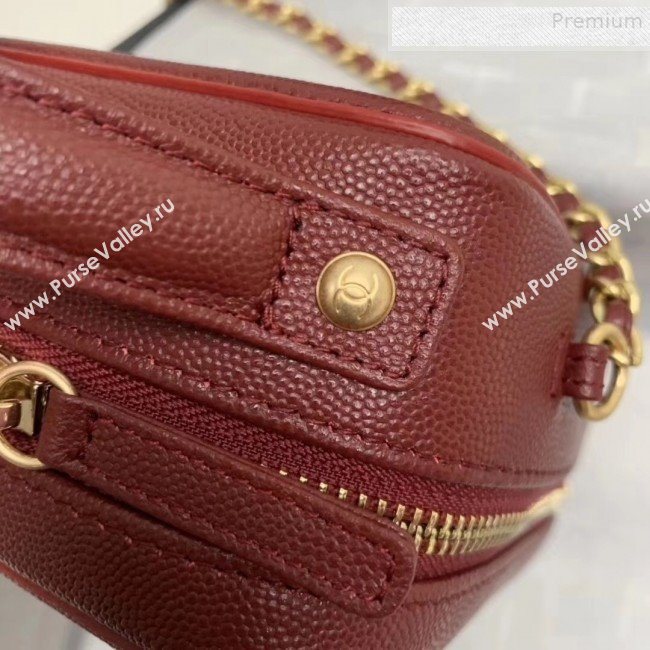 Chanel Grained Calfskin Long Vanity Case Top Handle Bag AS0988 Burgundy 2019 (KAIS-9081706)