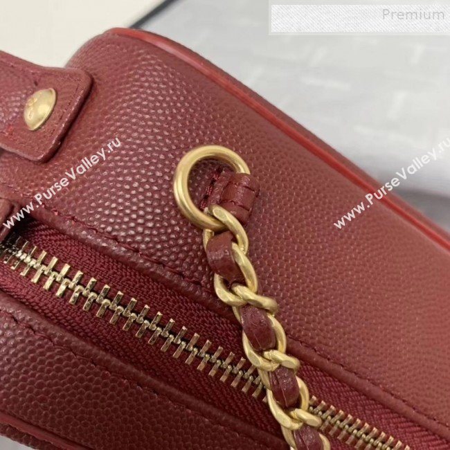 Chanel Grained Calfskin Long Vanity Case Top Handle Bag AS0988 Burgundy 2019 (KAIS-9081706)