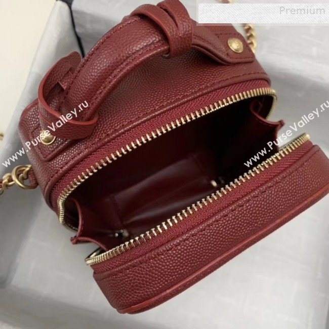 Chanel Grained Calfskin Long Vanity Case Top Handle Bag AS0988 Burgundy 2019 (KAIS-9081706)