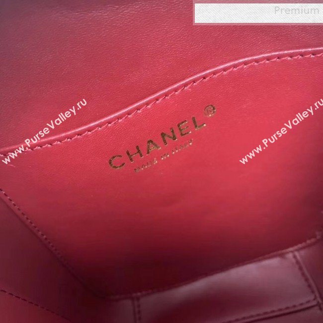 Chanel Grained Calfskin Long Vanity Case Top Handle Bag AS0988 Burgundy 2019 (KAIS-9081706)