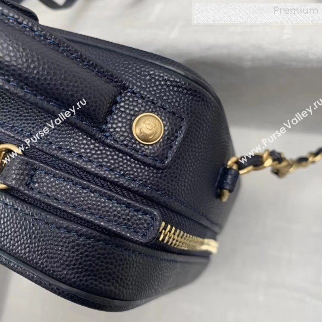 Chanel Grained Calfskin Long Vanity Case Top Handle Bag AS0988 Blue 2019 (KAIS-9081707)