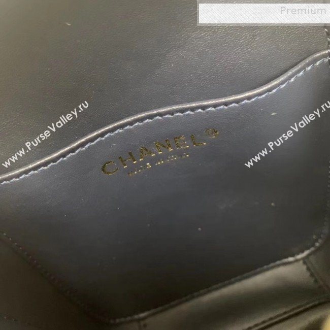 Chanel Grained Calfskin Long Vanity Case Top Handle Bag AS0988 Blue 2019 (KAIS-9081707)