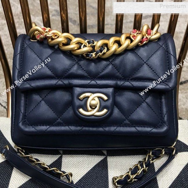Chanel Quilted Lambskin Small Flap Bag AS0936 Blue 2019 (JDH-9081710)