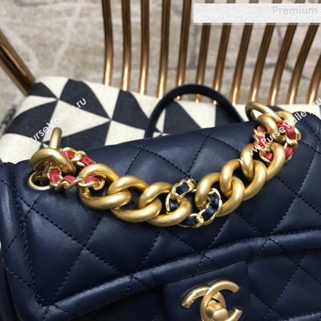 Chanel Quilted Lambskin Small Flap Bag AS0936 Blue 2019 (JDH-9081710)