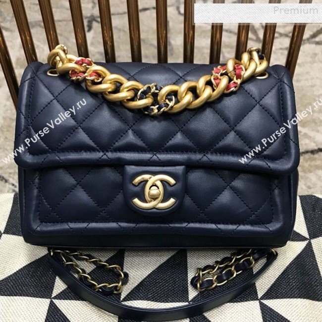 Chanel Quilted Lambskin Medium Flap Bag AS0937 Blue 2019 (JDH-9081711)