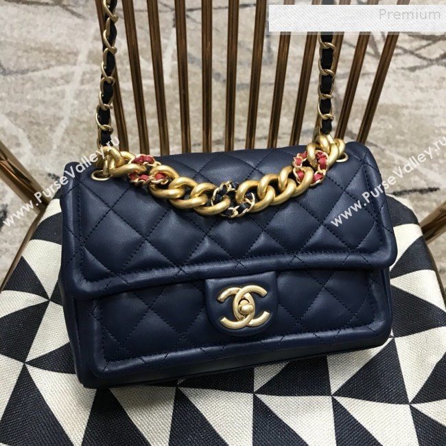 Chanel Quilted Lambskin Medium Flap Bag AS0937 Blue 2019 (JDH-9081711)