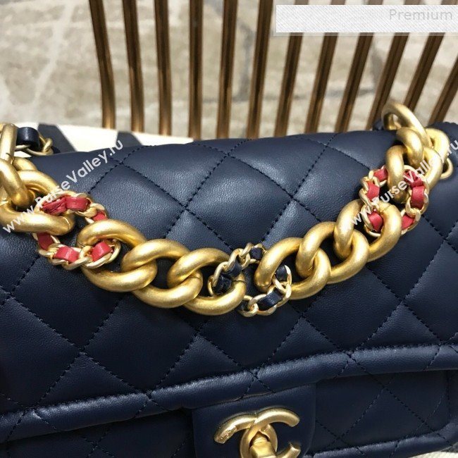 Chanel Quilted Lambskin Medium Flap Bag AS0937 Blue 2019 (JDH-9081711)