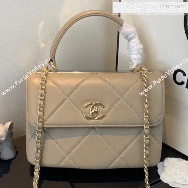 Chanel Maxi Quilted Lambskin Small Flap Bag with Top Handle Bag A92236 Gray 2019 (FENGH-9081711)