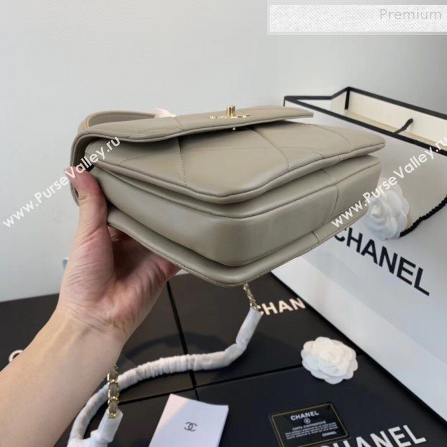 Chanel Maxi Quilted Lambskin Small Flap Bag with Top Handle Bag A92236 Gray 2019 (FENGH-9081711)