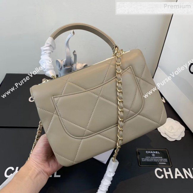 Chanel Maxi Quilted Lambskin Small Flap Bag with Top Handle Bag A92236 Gray 2019 (FENGH-9081711)