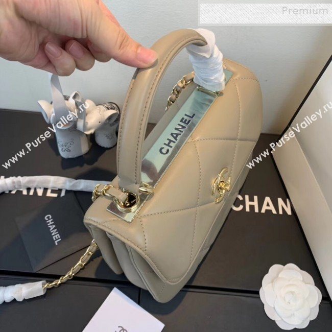 Chanel Maxi Quilted Lambskin Small Flap Bag with Top Handle Bag A92236 Gray 2019 (FENGH-9081711)