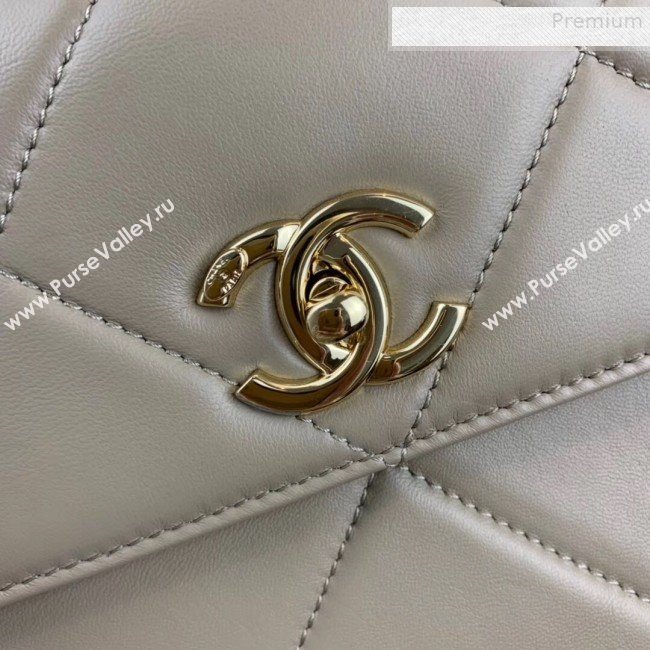 Chanel Maxi Quilted Lambskin Small Flap Bag with Top Handle Bag A92236 Gray 2019 (FENGH-9081711)