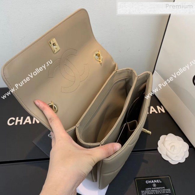 Chanel Maxi Quilted Lambskin Small Flap Bag with Top Handle Bag A92236 Gray 2019 (FENGH-9081711)