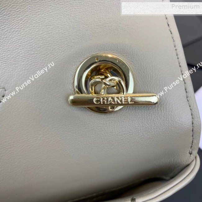 Chanel Maxi Quilted Lambskin Small Flap Bag with Top Handle Bag A92236 Gray 2019 (FENGH-9081711)