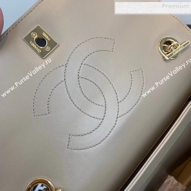 Chanel Maxi Quilted Lambskin Small Flap Bag with Top Handle Bag A92236 Gray 2019 (FENGH-9081711)