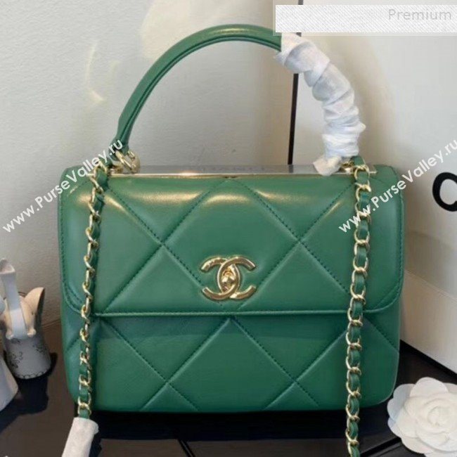 Chanel Maxi Quilted Lambskin Small Flap Bag with Top Handle Bag A92236 Green 2019 (FENGH-9081712)