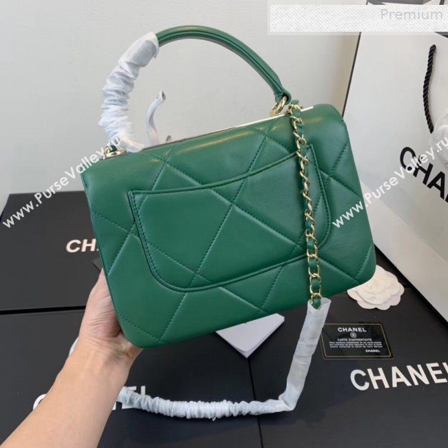 Chanel Maxi Quilted Lambskin Small Flap Bag with Top Handle Bag A92236 Green 2019 (FENGH-9081712)