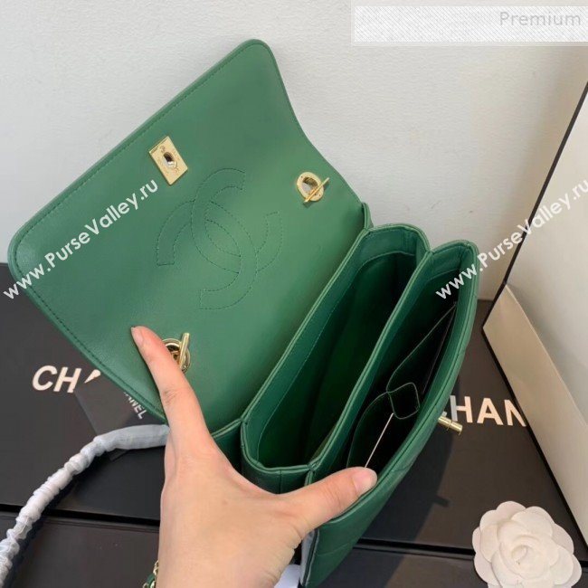 Chanel Maxi Quilted Lambskin Small Flap Bag with Top Handle Bag A92236 Green 2019 (FENGH-9081712)