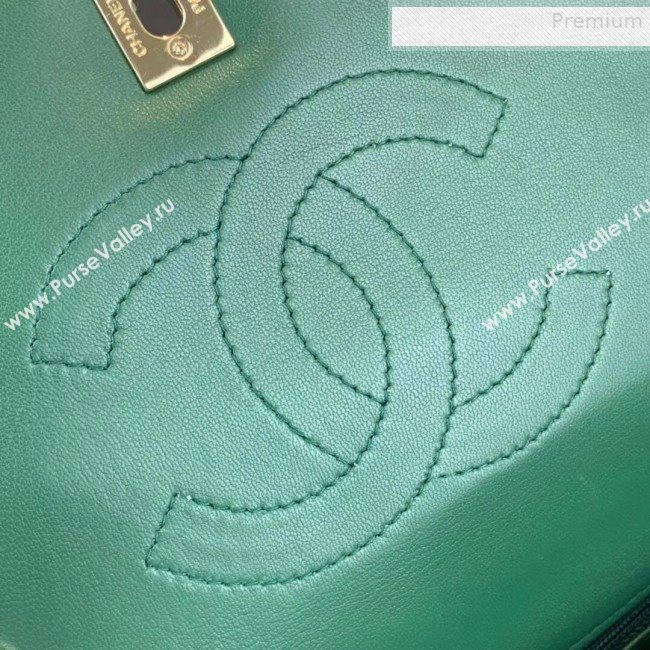 Chanel Maxi Quilted Lambskin Small Flap Bag with Top Handle Bag A92236 Green 2019 (FENGH-9081712)