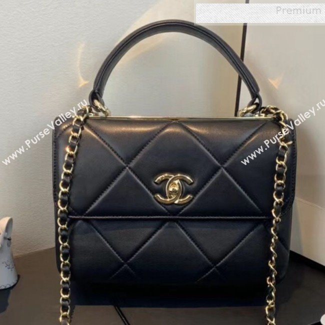 Chanel Maxi Quilted Lambskin Small Flap Bag with Top Handle Bag A92236 Black 2019 (FENGH-9081713)
