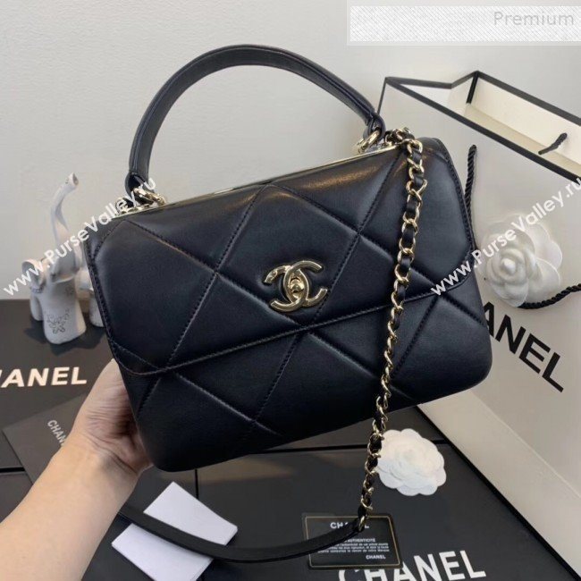 Chanel Maxi Quilted Lambskin Small Flap Bag with Top Handle Bag A92236 Black 2019 (FENGH-9081713)