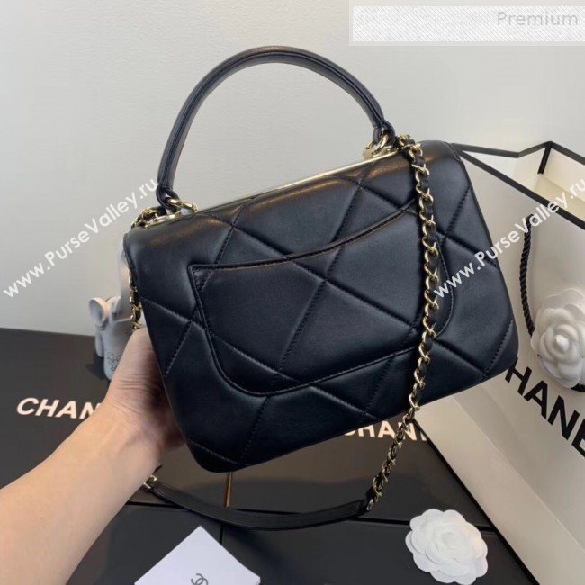 Chanel Maxi Quilted Lambskin Small Flap Bag with Top Handle Bag A92236 Black 2019 (FENGH-9081713)