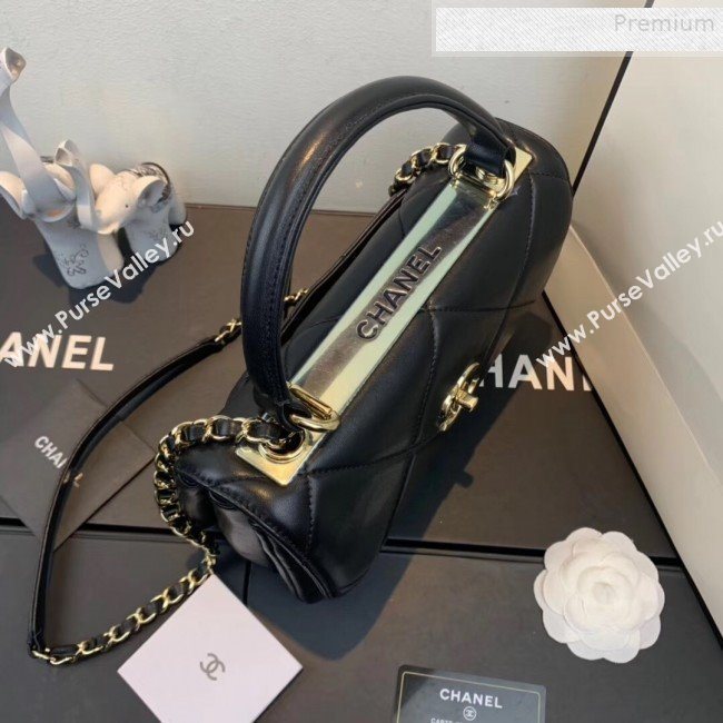 Chanel Maxi Quilted Lambskin Small Flap Bag with Top Handle Bag A92236 Black 2019 (FENGH-9081713)