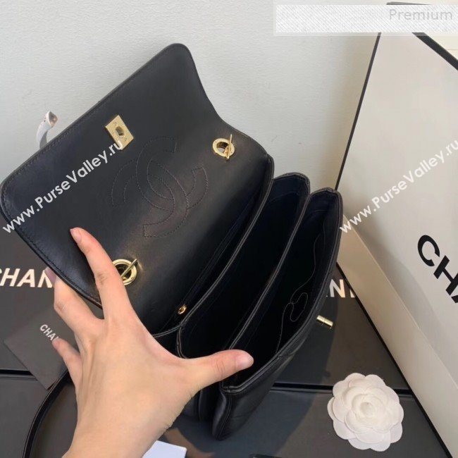 Chanel Maxi Quilted Lambskin Small Flap Bag with Top Handle Bag A92236 Black 2019 (FENGH-9081713)