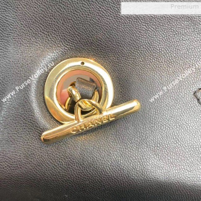 Chanel Maxi Quilted Lambskin Small Flap Bag with Top Handle Bag A92236 Black 2019 (FENGH-9081713)