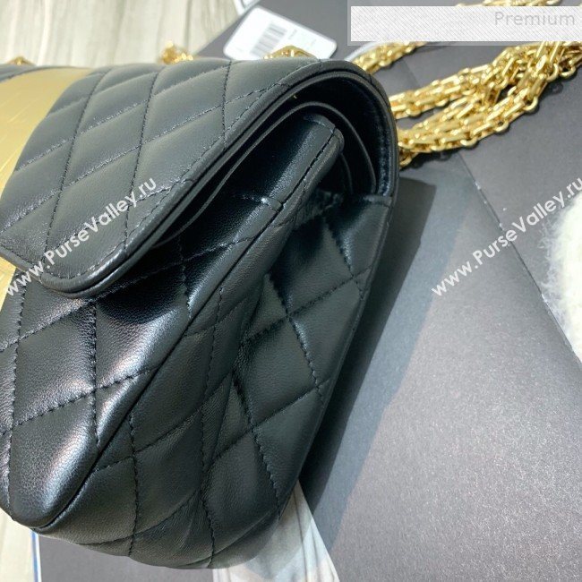 Chanel Quilted Lambskin and Crocodile Embossed Calfskin Medium 2.55 Flap Bag A37586 Black 2019 (SSZ-9081716)