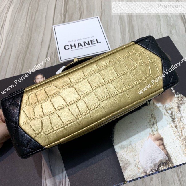 Chanel Quilted Lambskin and Crocodile Embossed Calfskin Medium 2.55 Flap Bag A37586 Black 2019 (SSZ-9081716)