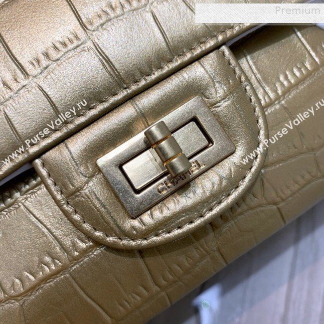 Chanel Quilted Lambskin and Crocodile Embossed Calfskin Medium 2.55 Flap Bag A37586 White 2019 (SSZ-9081717)