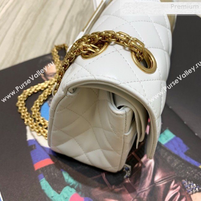 Chanel Quilted Lambskin and Crocodile Embossed Calfskin Medium 2.55 Flap Bag A37586 White 2019 (SSZ-9081717)
