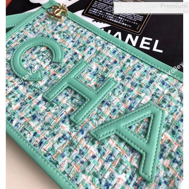 Chanel PVC and Tweed Small Pouch AP0359 Green 2019 (SSZ-9081719)