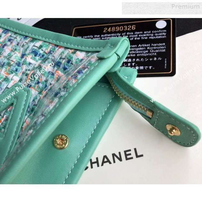Chanel PVC and Tweed Small Pouch AP0359 Green 2019 (SSZ-9081719)