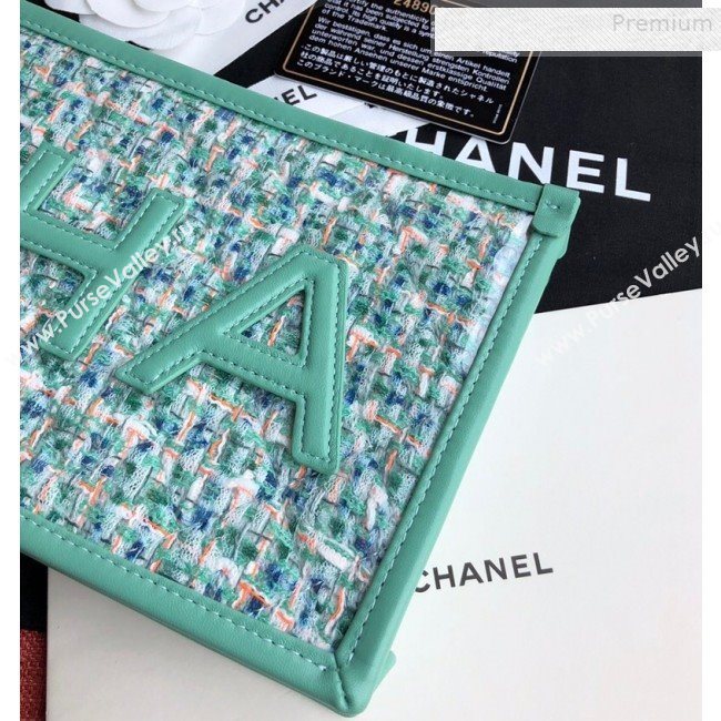 Chanel PVC and Tweed Small Pouch AP0359 Green 2019 (SSZ-9081719)