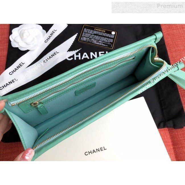 Chanel PVC and Tweed Small Pouch AP0359 Green 2019 (SSZ-9081719)