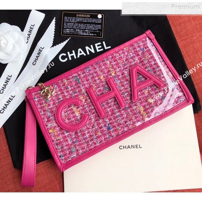 Chanel PVC and Tweed Small Pouch AP0359 Pink 2019 (SSZ-9081722)