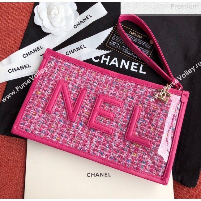 Chanel PVC and Tweed Large Pouch AP0360 Pink 2019 (SSZ-9081721)