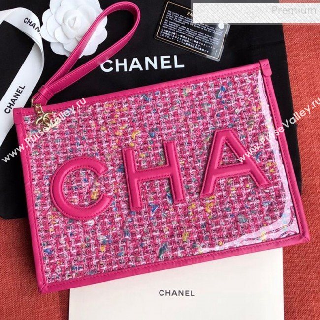 Chanel PVC and Tweed Large Pouch AP0360 Pink 2019 (SSZ-9081721)